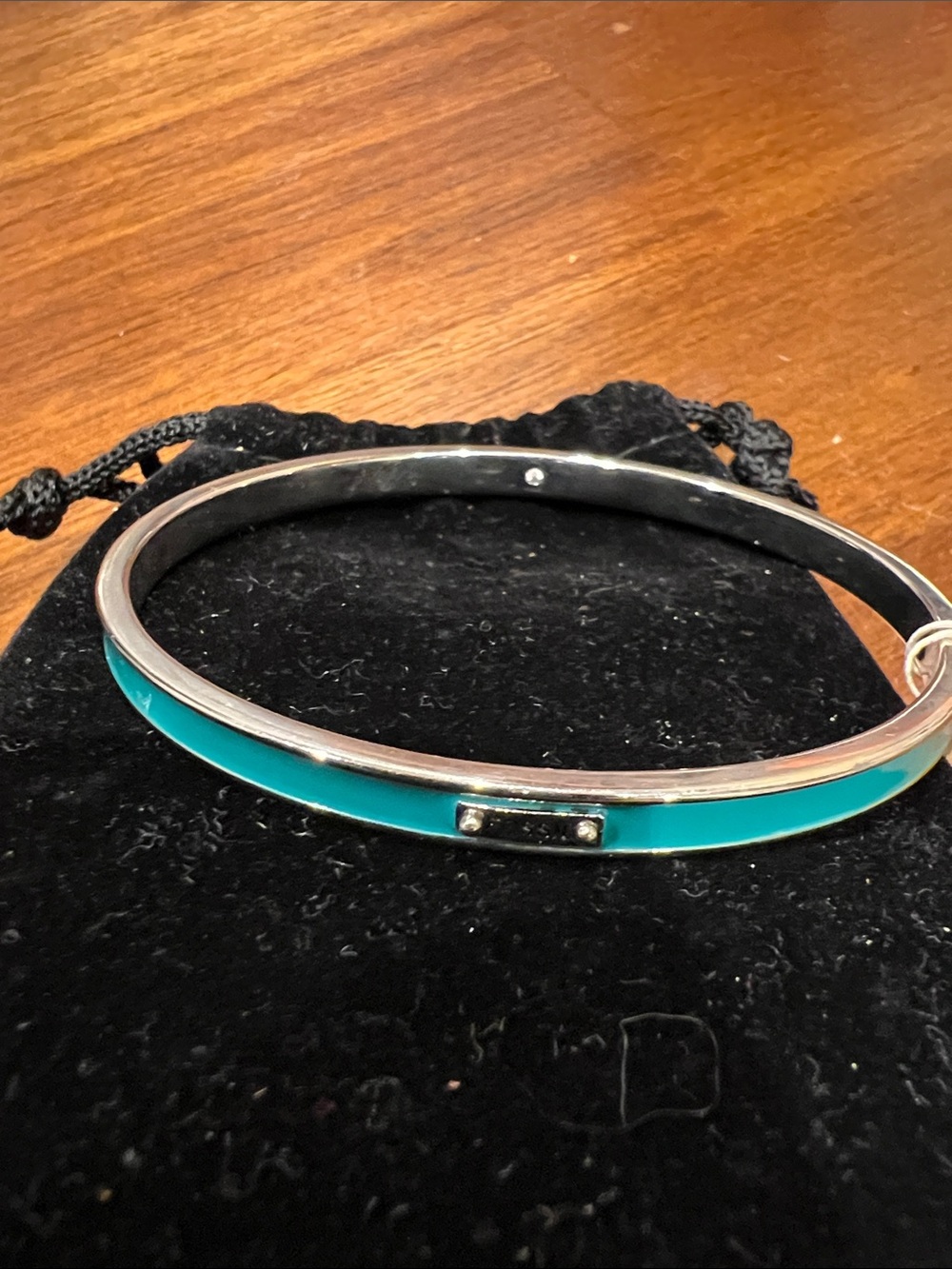 Fossil Brand Silver-Tone Turquoise Enamel Bangle Bracelet